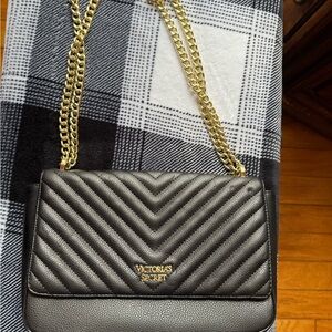 Victoria's Secret Black and Gold Crossbody Bag
